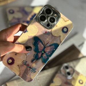 قاب  طرح پروانه آبرنگی محافظ لنزدار گوشی آیفون 13 پرو