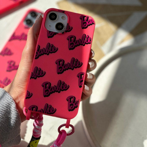 Barbie girl case with iPhone strap