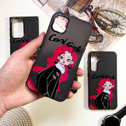  Black Red Hair Cool Girl design for iPhone ۱۲ -۱۲ Pro